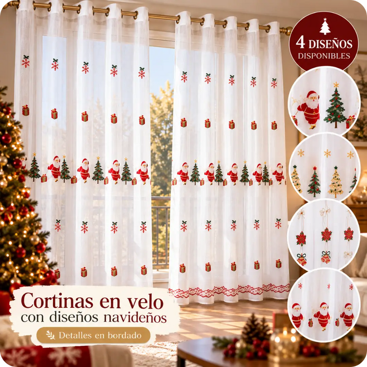 CORTINAS NAVIDEÑAS EN VELO