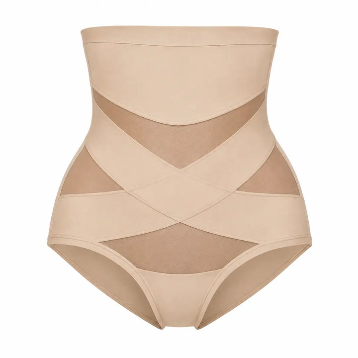 Panty faja de cintura alta, con compresión cruzada