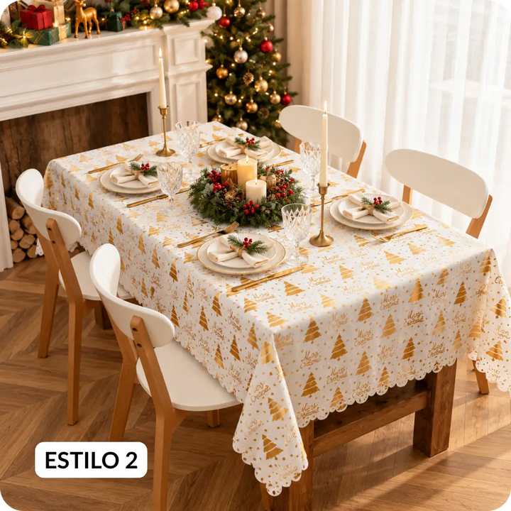 Navidad en Casa™ – Mantel Navideño 140 × 220 cm | Tela de poliéster